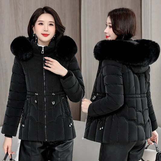 Down Winter Jacket Women Parkas Fashion, High-Quality Warm Cotton Padded & Hooded Coat