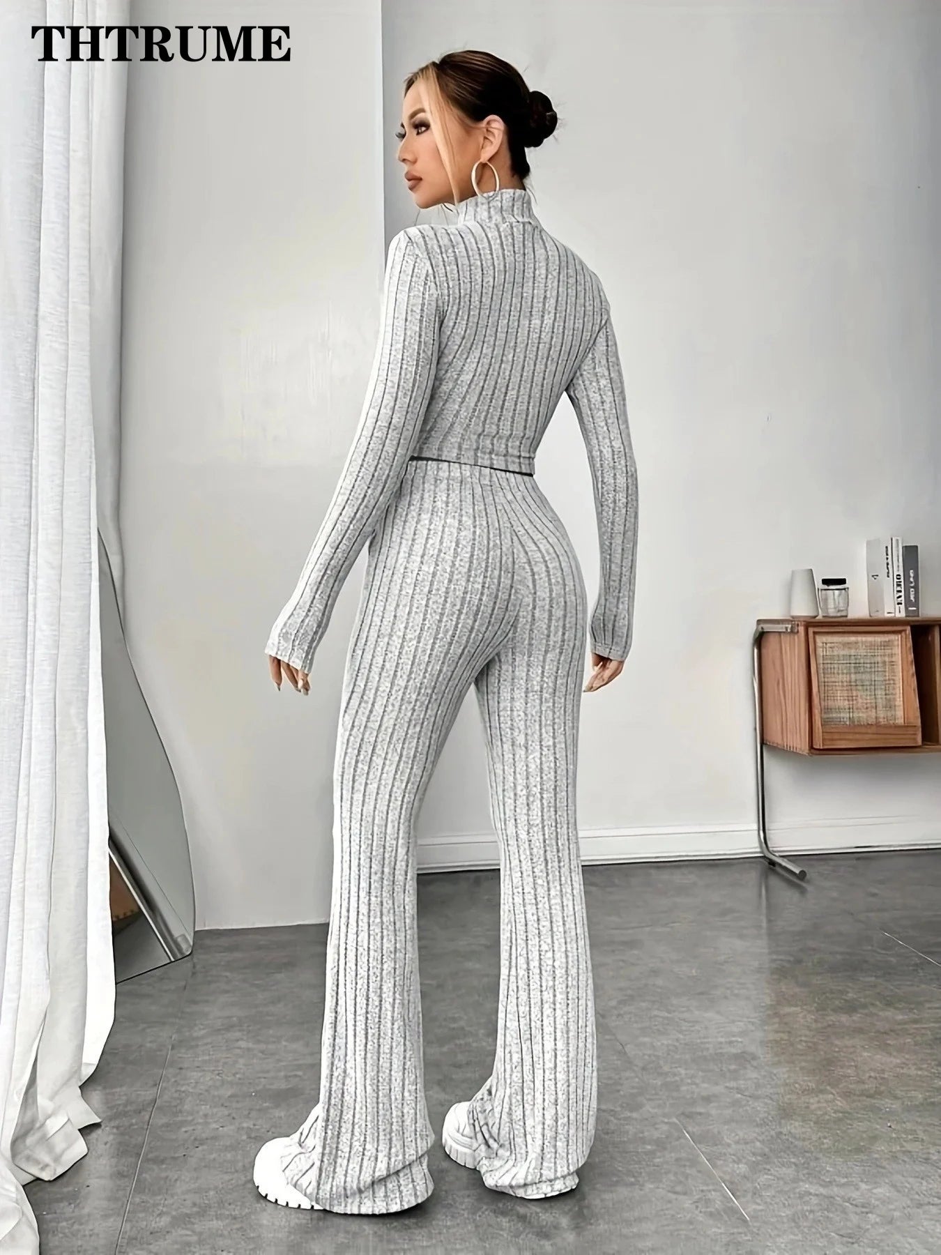 Women's Solid Color Streetwear, Round Neck Tops & Loose Pants Suit, Sport Two Piece Sets