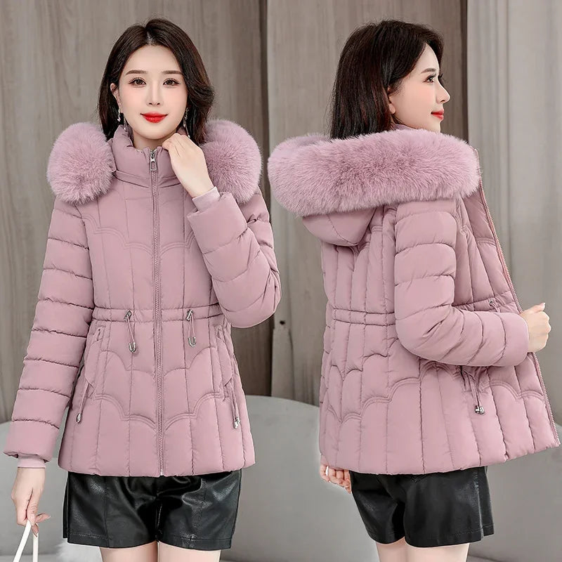 Down Winter Jacket Women Parkas Fashion, High-Quality Warm Cotton Padded & Hooded Coat