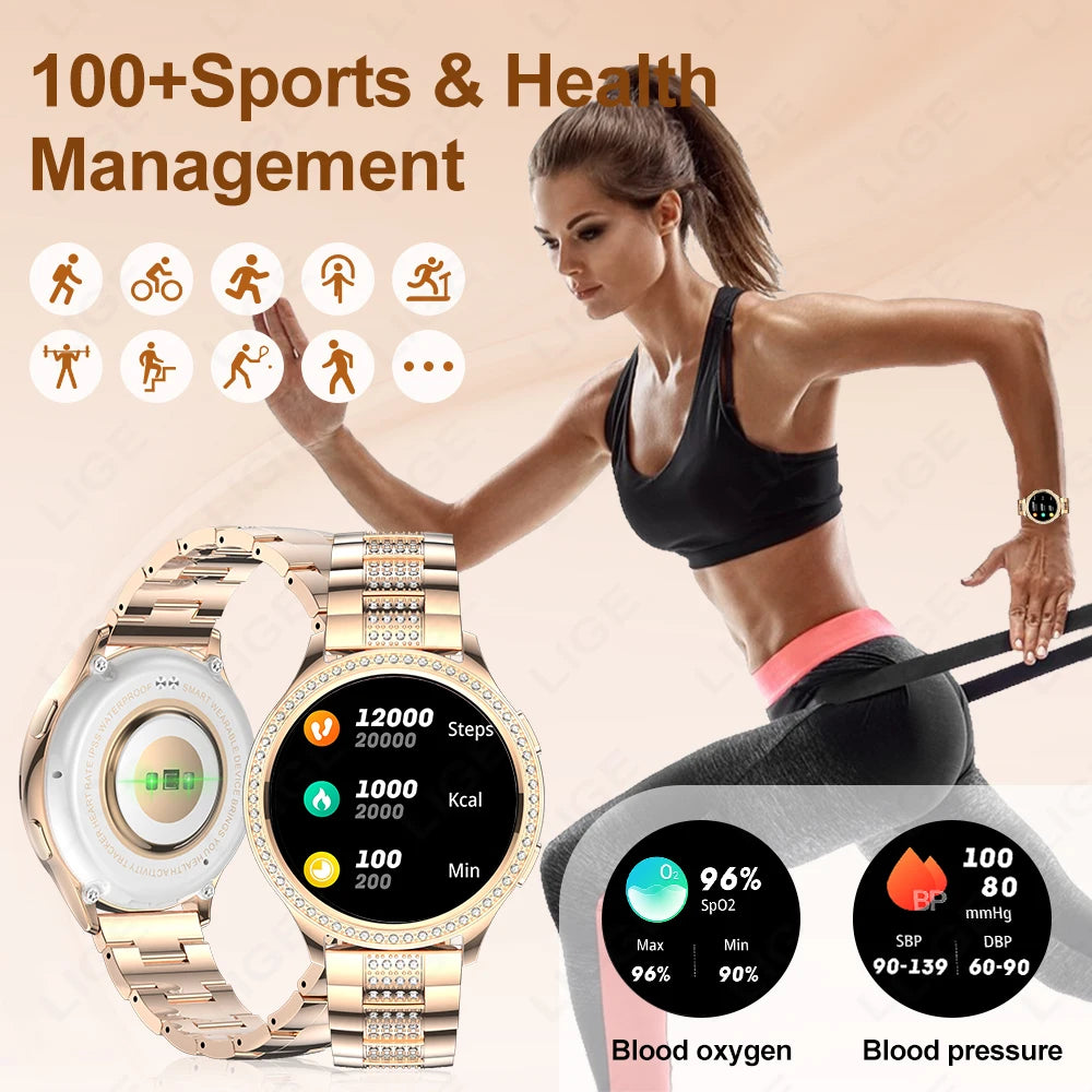 Women Smart Watch Bluetooth Call AI Voice Assistant, Custom Watch Face