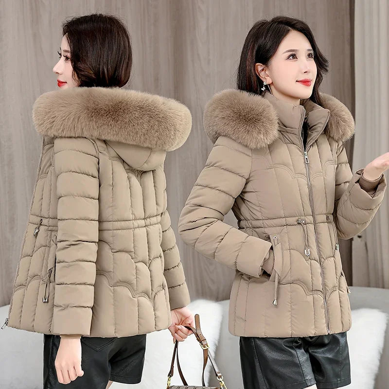 Down Winter Jacket Women Parkas Fashion, High-Quality Warm Cotton Padded & Hooded Coat