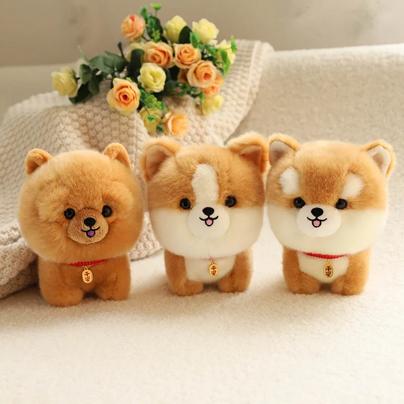 Adorable Furry Plush Corgi Dog Toy, Stuffed Big Head Kawaii Animal