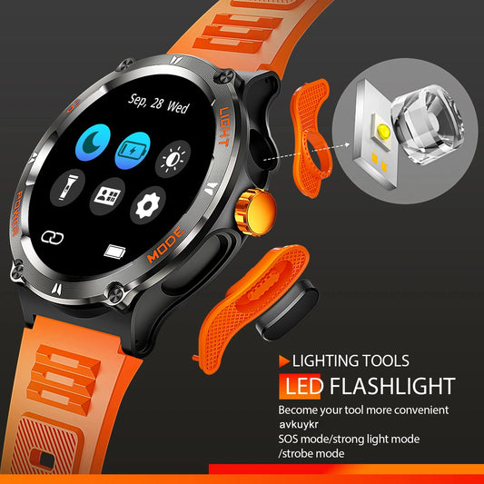 Smart Watch Waterproof Strong Flashlight Bluetooth Call Smartwatch