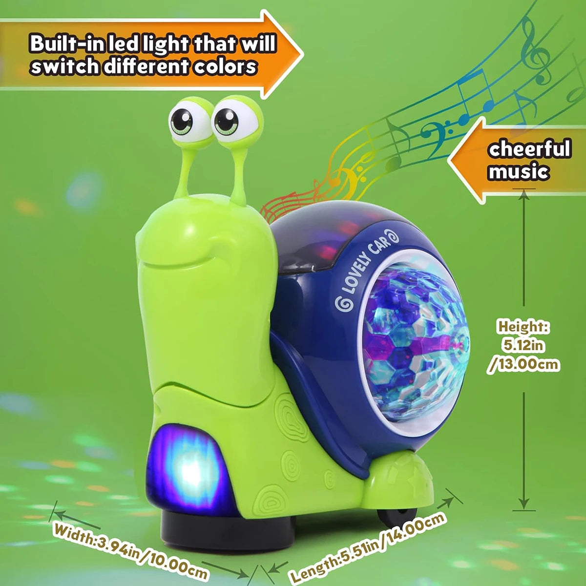 Children's electric shaking snail toy, 3D light projection music