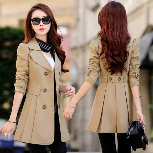 Women's Trench Coat, Double-Breasted Trench coat, Casual Coats Outwear