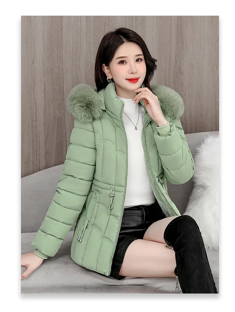 Down Winter Jacket Women Parkas Fashion, High-Quality Warm Cotton Padded & Hooded Coat