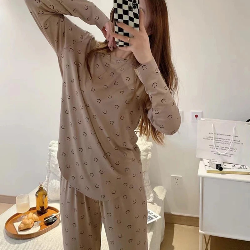 Ladies New 2 Piece Girls Soft Skin Friendly Pajama Set Casual Sleep Homeware