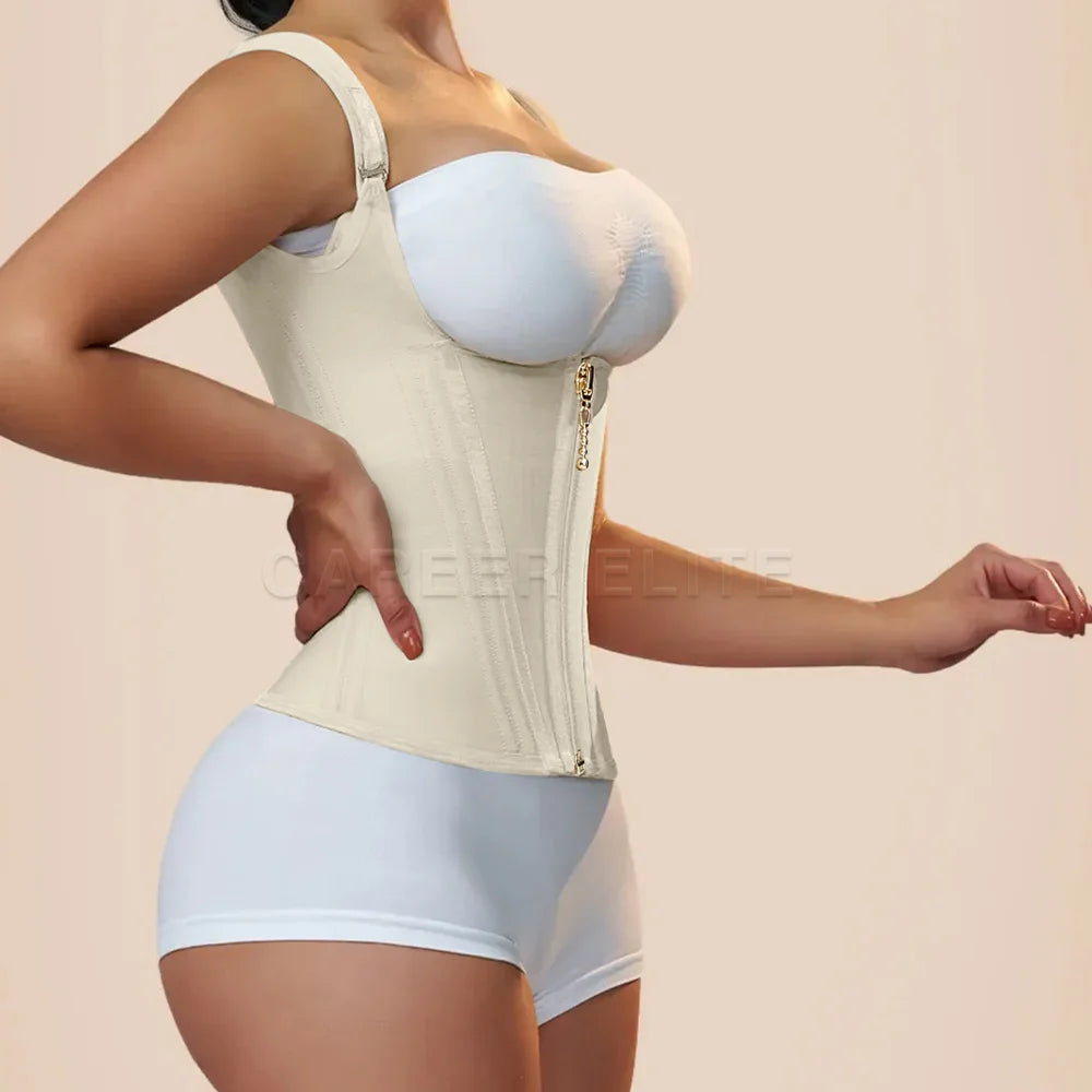 Row Buckle and Zipper Postpartum Corset Waist Trainer Body Shaper for Women Sexy Shaping Curve