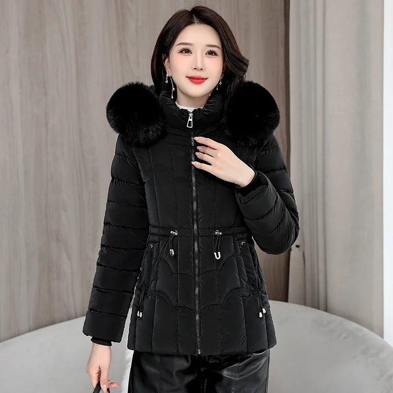 Down Winter Jacket Women Parkas Fashion, High-Quality Warm Cotton Padded & Hooded Coat