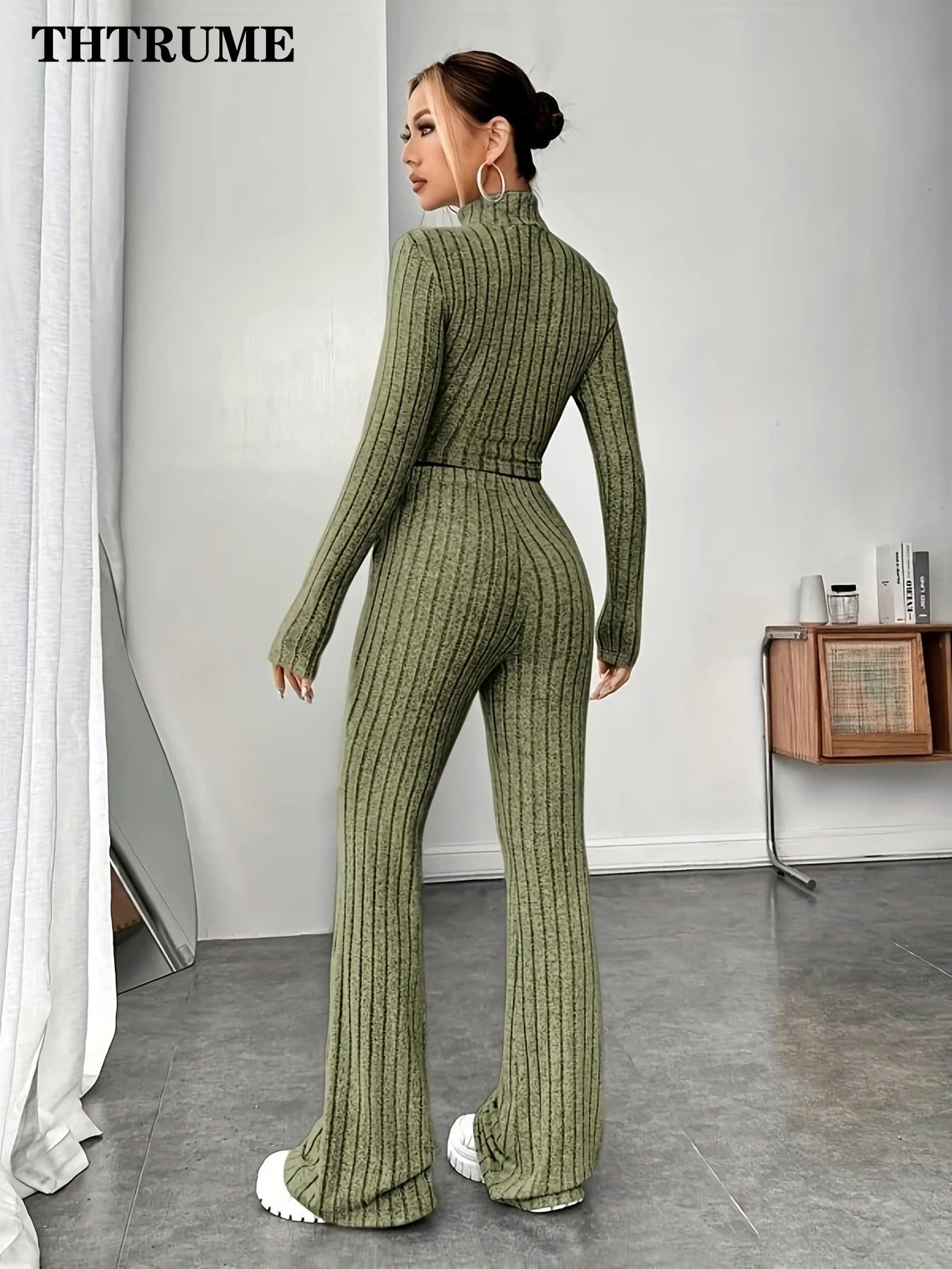 Women's Solid Color Streetwear, Round Neck Tops & Loose Pants Suit, Sport Two Piece Sets