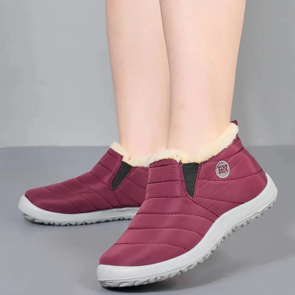 Winter Women's Boots Waterproof Snow Boots, Warm Fur Cotton Shoes