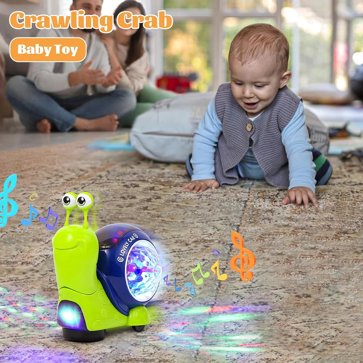 Children's electric shaking snail toy, 3D light projection music