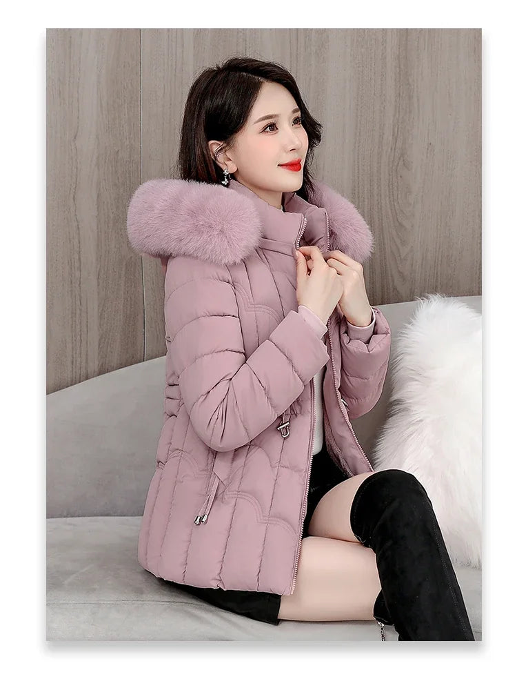 Down Winter Jacket Women Parkas Fashion, High-Quality Warm Cotton Padded & Hooded Coat