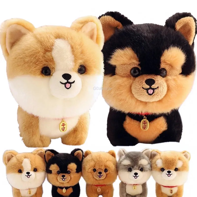 Adorable Furry Plush Corgi Dog Toy, Stuffed Big Head Kawaii Animal