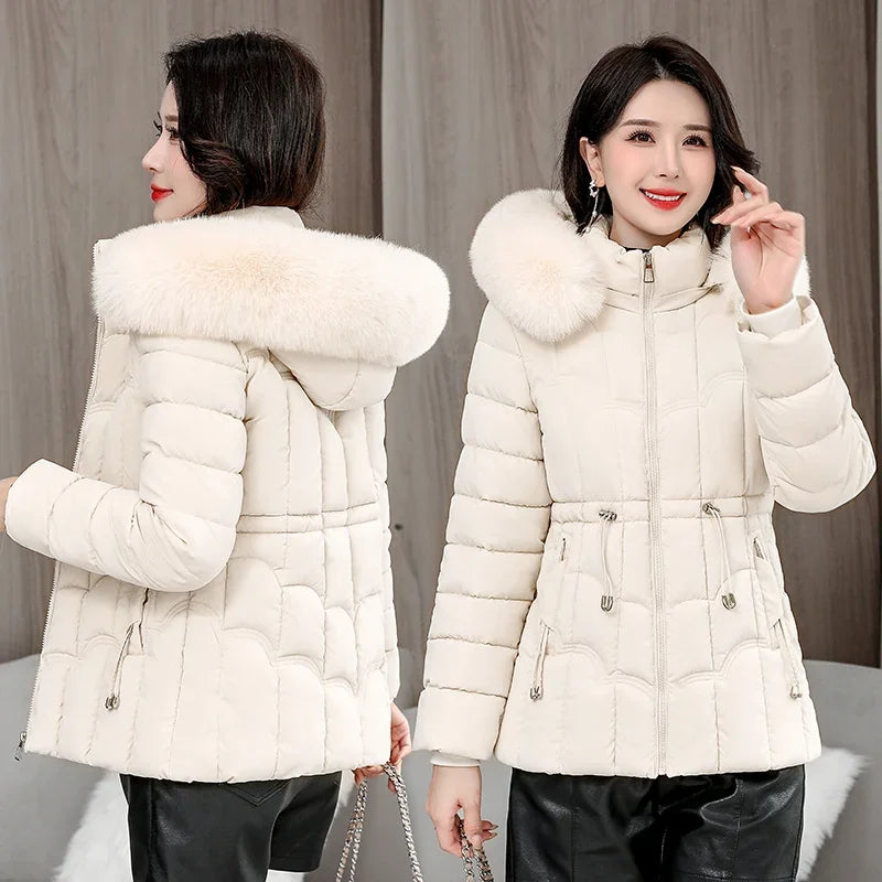 Down Winter Jacket Women Parkas Fashion, High-Quality Warm Cotton Padded & Hooded Coat