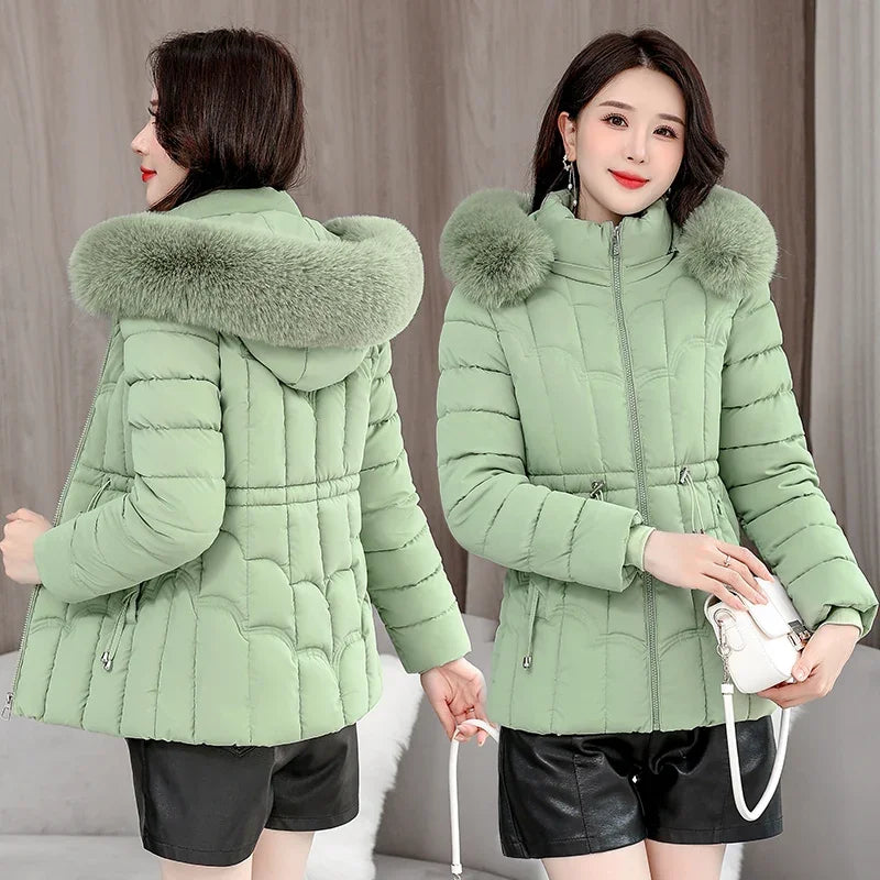 Down Winter Jacket Women Parkas Fashion, High-Quality Warm Cotton Padded & Hooded Coat