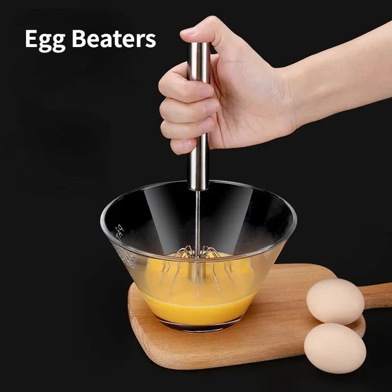 Stainless Egg Beater Semi-Automatic Egg Stirring Cream Whisk Manual Mixer