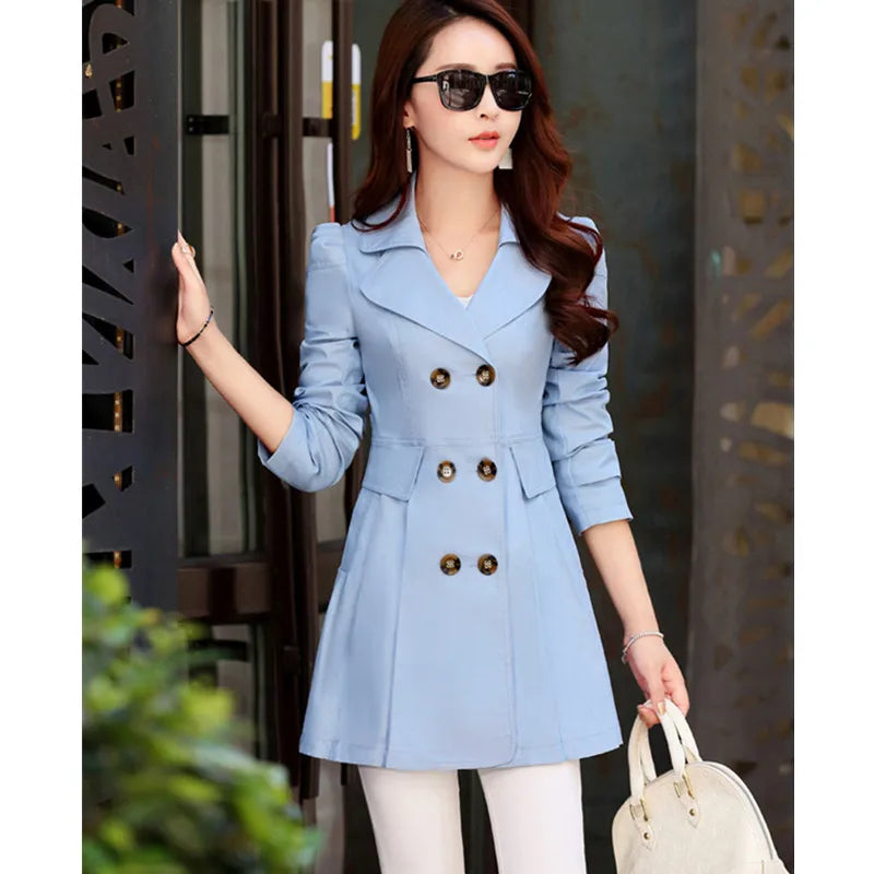 Women's Trench Coat, Double-Breasted Trench coat, Casual Coats Outwear