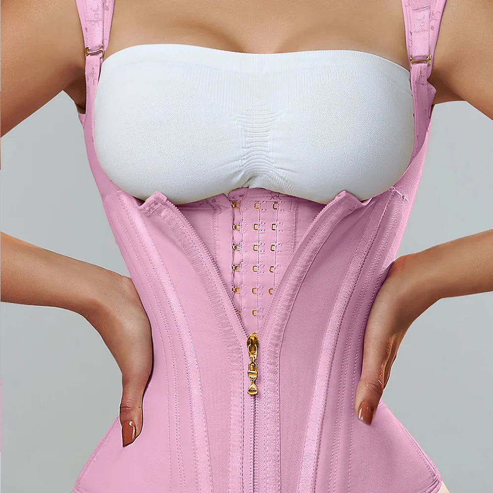 Row Buckle and Zipper Postpartum Corset Waist Trainer Body Shaper for Women Sexy Shaping Curve