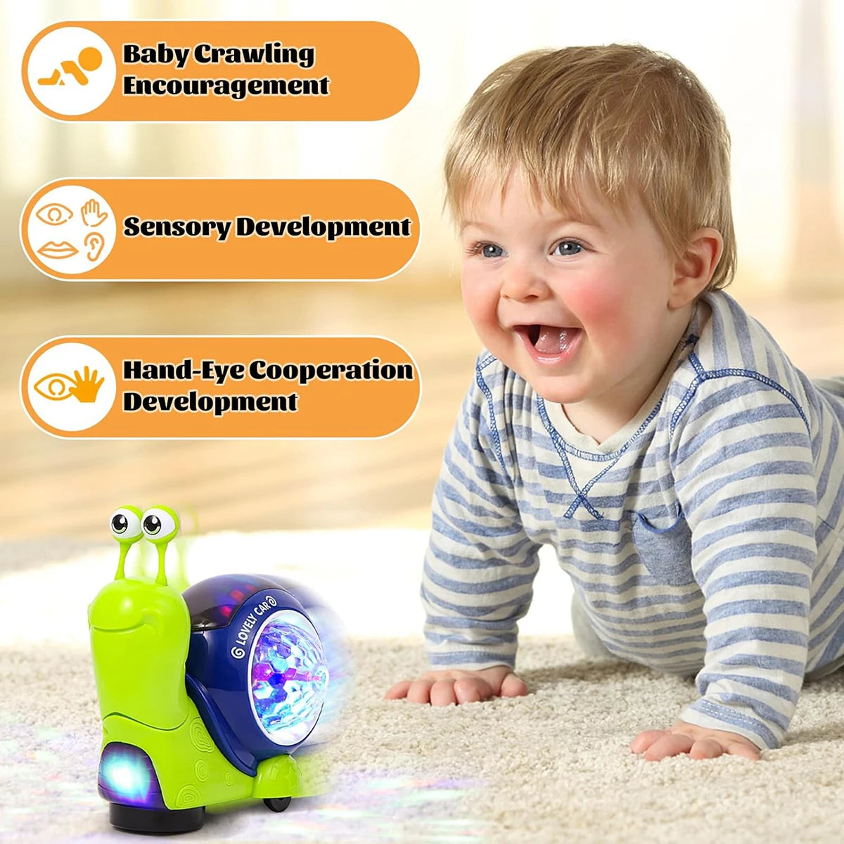 Children's electric shaking snail toy, 3D light projection music