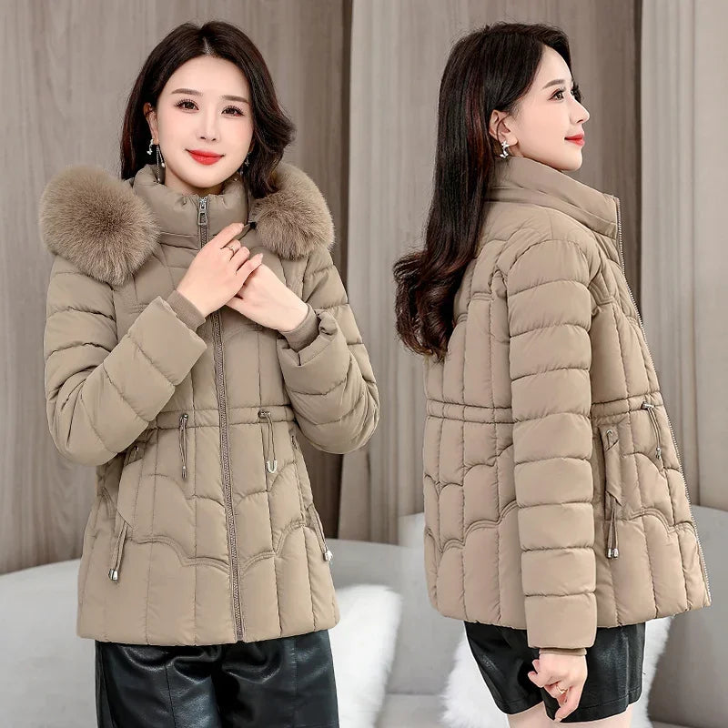 Down Winter Jacket Women Parkas Fashion, High-Quality Warm Cotton Padded & Hooded Coat