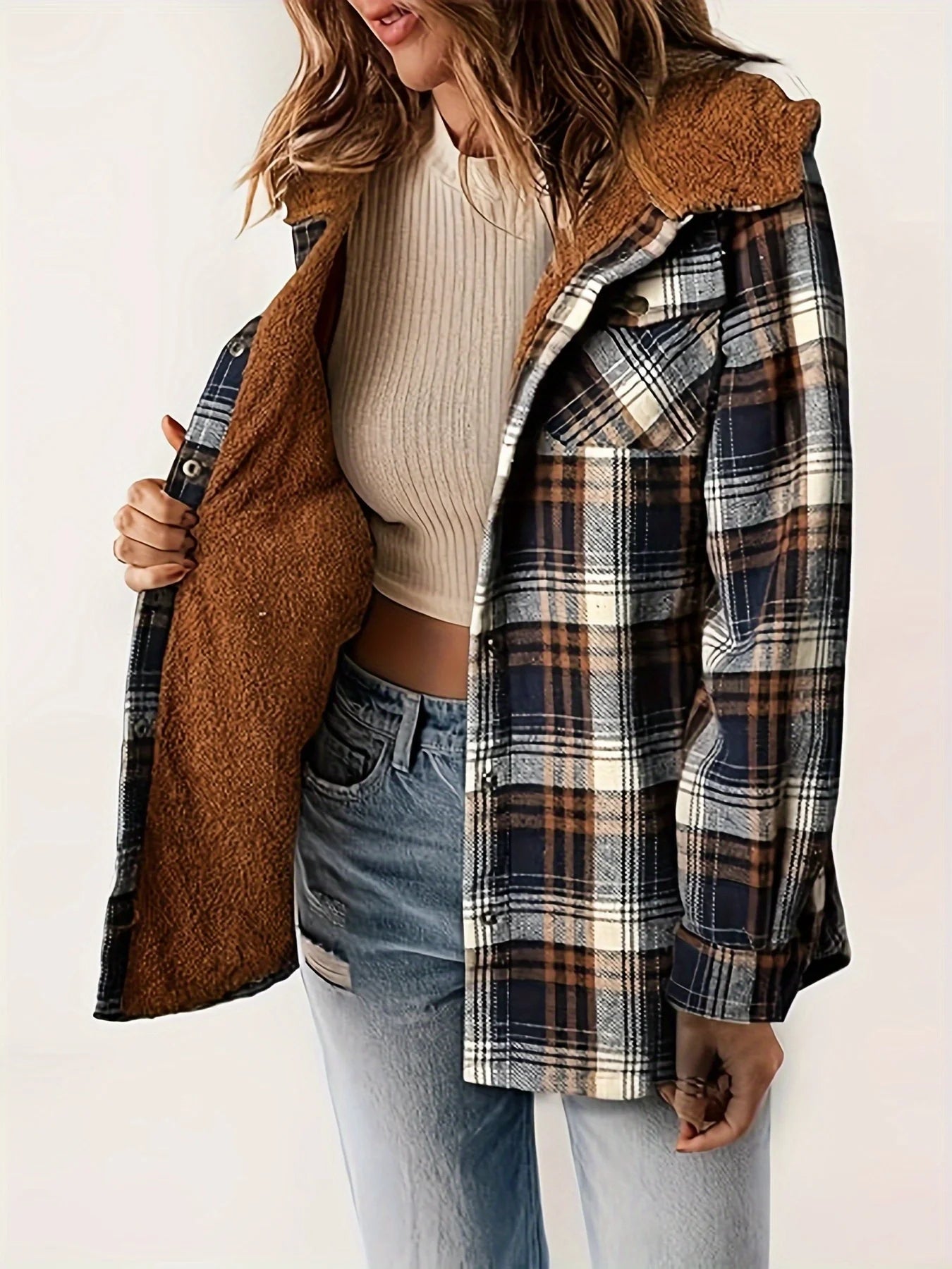 Women's plaid coat, Female Hooded Jackets