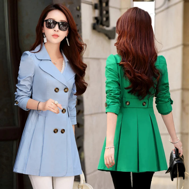 Women's Trench Coat, Double-Breasted Trench coat, Casual Coats Outwear