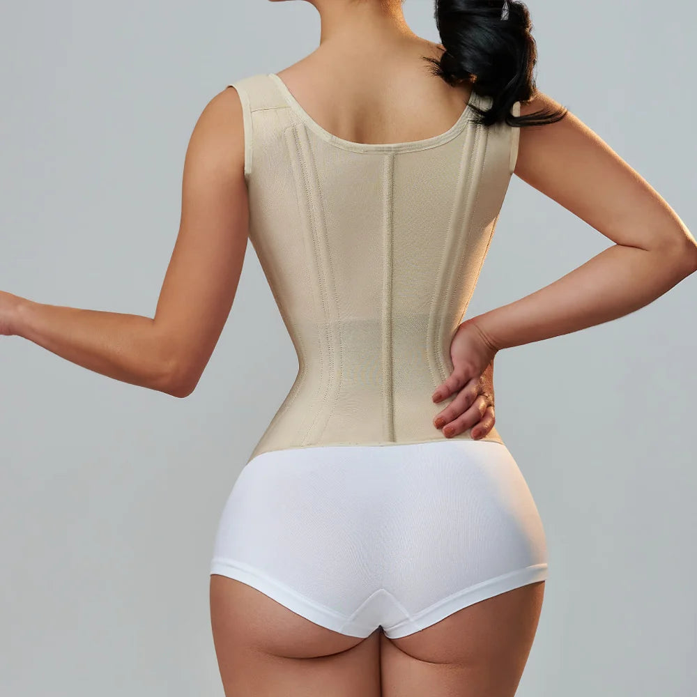 Row Buckle and Zipper Postpartum Corset Waist Trainer Body Shaper for Women Sexy Shaping Curve